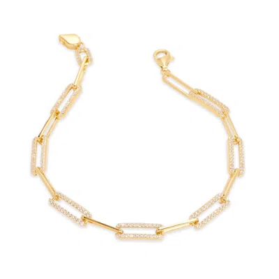 Evesaddiction Gold Cz Paperclip Chain Bracelet In Gold