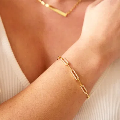Evesaddiction Gold Cz Paperclip Chain Bracelet In Gold