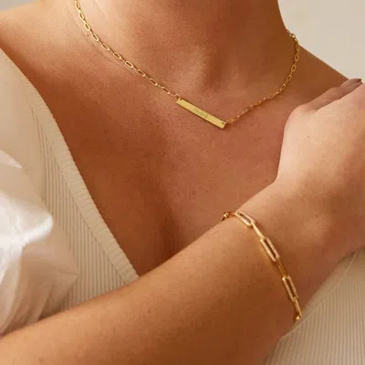 Evesaddiction Gold Cz Paperclip Chain Bracelet In Gold