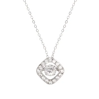 Evesaddiction Floating Cz Rhombus Silver Pendant In Silver