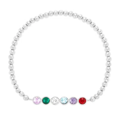 Evesaddiction Six Stone Bezel Set Birthstone Bead Bracelet In Multi