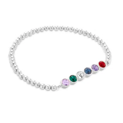 Evesaddiction Six Stone Bezel Set Birthstone Bead Bracelet In Multi