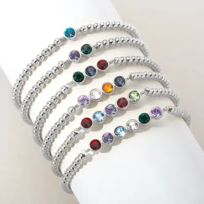 Evesaddiction Six Stone Bezel Set Birthstone Bead Bracelet In Multi