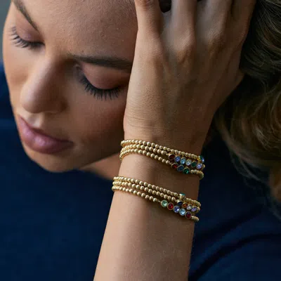 Evesaddiction Six Stone Bezel Set Birthstone Bead Bracelet In Multi