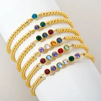 Evesaddiction Six Stone Bezel Set Gold Birthstone Bead Bracelet In Gold