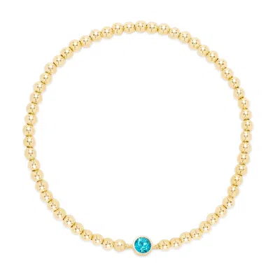 Evesaddiction Custom Gold Bezel Birthstone Bead Bracelet In Gold