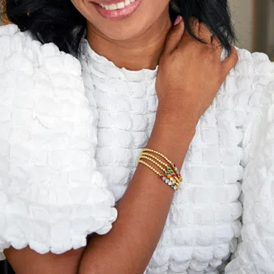 Evesaddiction Custom Gold Bezel Birthstone Bead Bracelet In Gold