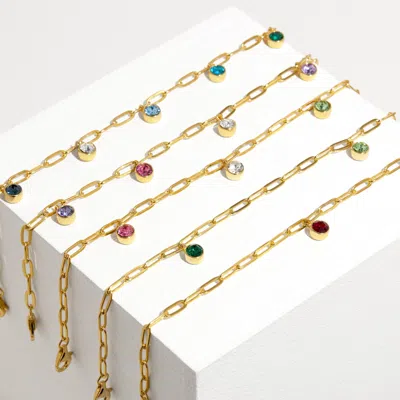 Evesaddiction Custom Paperclip Chain Birthstone Charm Bracelet