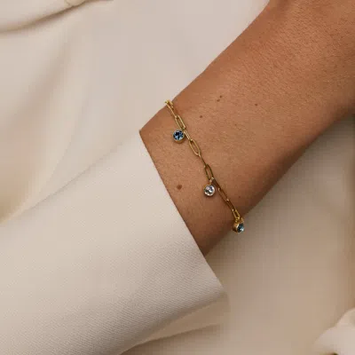 Evesaddiction Custom Paperclip Chain Birthstone Charm Bracelet