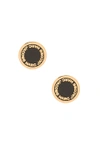 Marc Jacobs Enamel Logo Disc Stud Earrings In Black & Oro