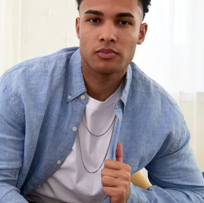 Evesaddiction Men's Stainless Steel Cuban And Rope Chain Double Row Necklace In Metallic