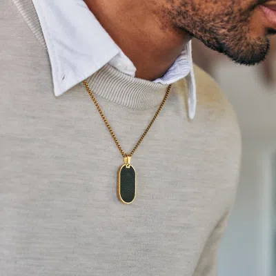 Evesaddiction Men's Stainless Steel And Black Carbon Fiber Dog Tag Pendant In Black
