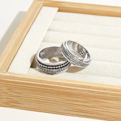 Evesaddiction Sterling Silver Cz Pave Eternity Spinner Ring In Silver