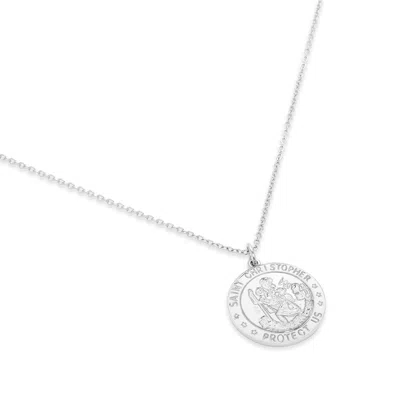 Evesaddiction Sterling Silver Saint Christopher Necklace In Silver