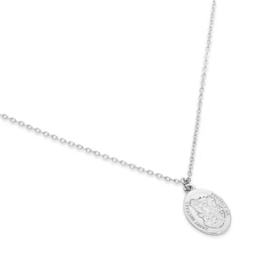 Evesaddiction Sterling Silver Saint Michael Necklace In Metallic