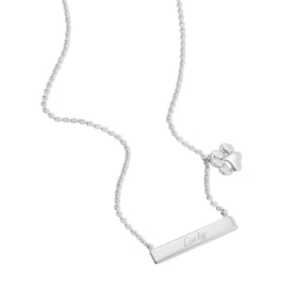 Evesaddiction Sterling Silver Engravable Bar Pet Charm Necklace In Silver
