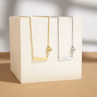Evesaddiction Sterling Silver Engravable Bar Pet Charm Necklace In Silver