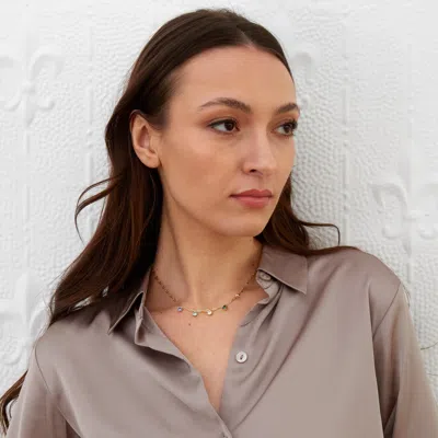 Evesaddiction Five Paperclip Chain Birthstone Charm Necklace In Silver