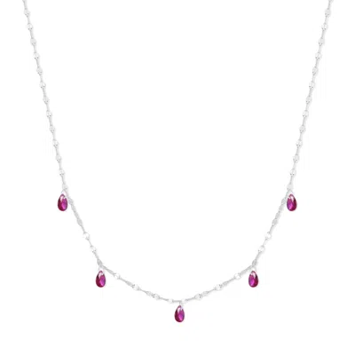 Evesaddiction Teardrop Birthstone Necklace - Silver / July In Metallic
