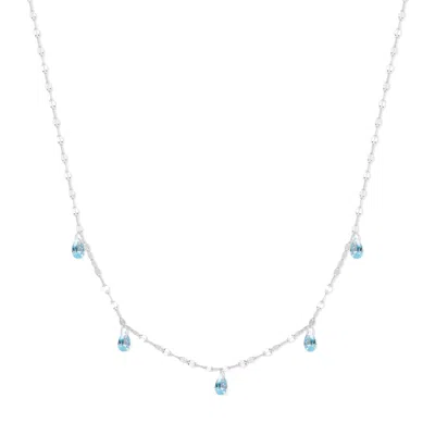 Evesaddiction Teardrop Birthstone Necklace - Silver / December In Blue