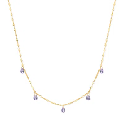 Evesaddiction Teardrop Birthstone Necklace - Gold / June In Purple