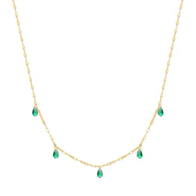 Evesaddiction Teardrop Birthstone Necklace - Gold / May In Green
