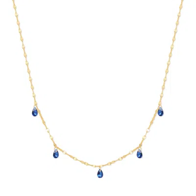 Evesaddiction Teardrop Birthstone Necklace - Gold / September In Blue