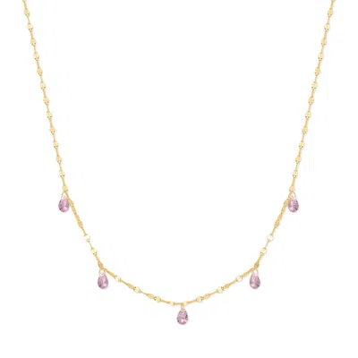 Evesaddiction Teardrop Birthstone Necklace - Gold / October In Purple