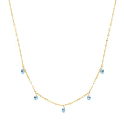 Evesaddiction Teardrop Birthstone Necklace - Gold / December In Blue