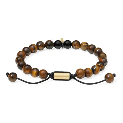 Evesaddiction Men's Tiger Eye Cross Adjustable Bracelet In Brown