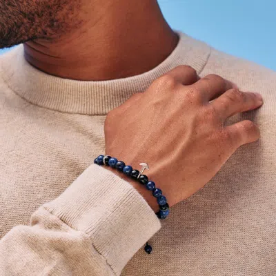 Evesaddiction Men's Lapis Hook Adjustable Bracelet In Blue