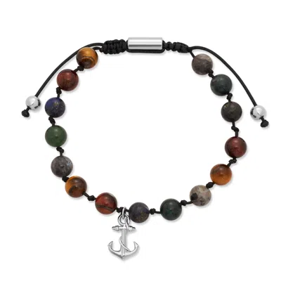 Evesaddiction Men's Multi Gemstone Anchor Adjustable Bracelet In Multi