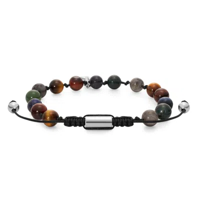 Evesaddiction Men's Multi Gemstone Anchor Adjustable Bracelet In Multi