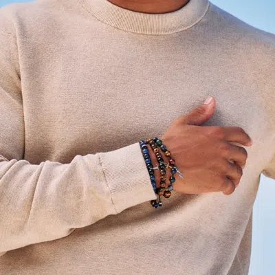 Evesaddiction Men's Multi Gemstone Anchor Adjustable Bracelet In Multi