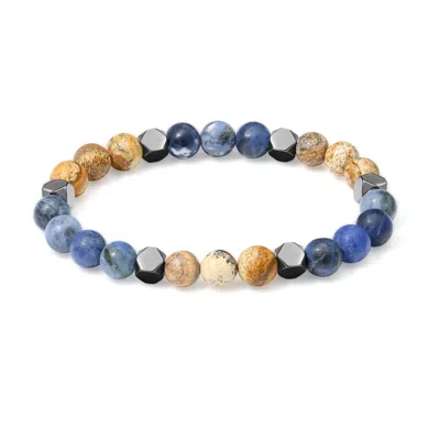 Evesaddiction Men's Sodalite And Jasper Genuine Bead Bracelet In Multi