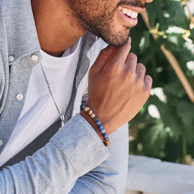 Evesaddiction Men's Sodalite And Jasper Genuine Bead Bracelet In Multi