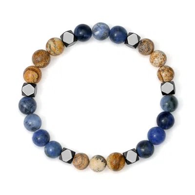Evesaddiction Men's Sodalite And Jasper Genuine Bead Bracelet In Multi