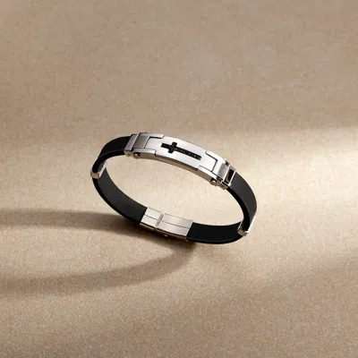 Evesaddiction Men's Engravable Cross Id Bracelet In Multi