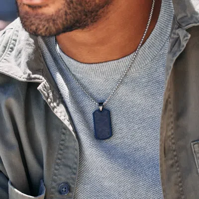 Evesaddiction Men's Custom Stainless Steel Inlay Dog Tag Pendant In Black