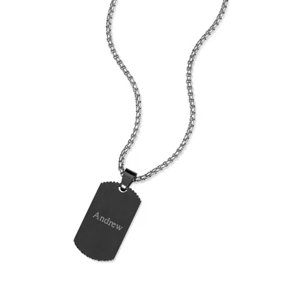 Evesaddiction Men's Custom Stainless Steel Inlay Dog Tag Pendant In Black