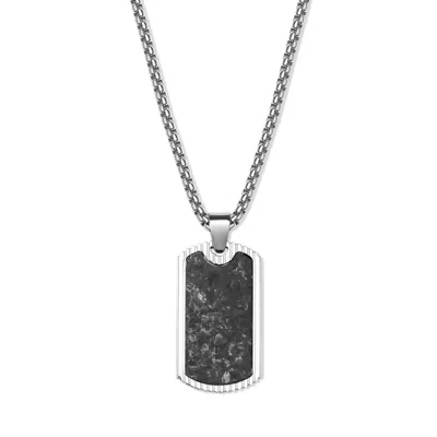 Evesaddiction Men's Custom Stainless Steel Inlay Dog Tag Pendant In Black