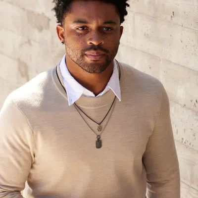 Evesaddiction Men's Cross And Dog Tag Charm Layered Necklace In Metallic