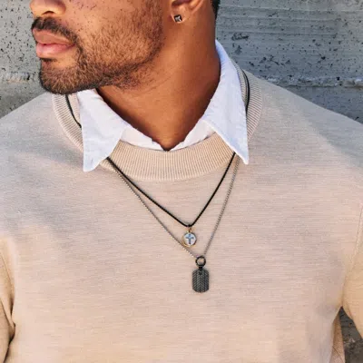 Evesaddiction Men's Cross And Dog Tag Charm Layered Necklace In Metallic