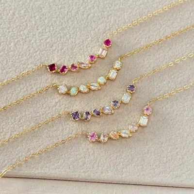 Evesaddiction Ombre Birthstone Necklace In Gold
