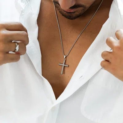 Evesaddiction Men's Twisted Cross Necklace In Metallic