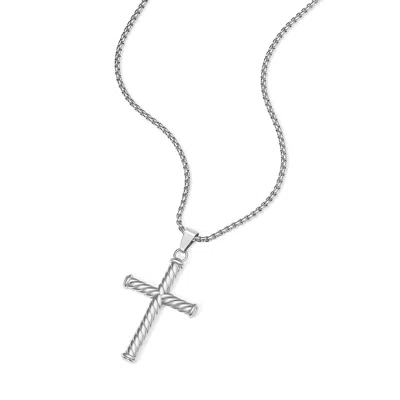Evesaddiction Men's Twisted Cross Necklace In Metallic