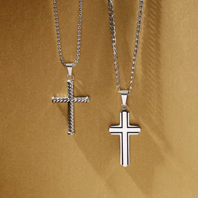 Evesaddiction Men's Twisted Cross Necklace In Metallic