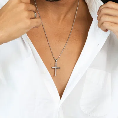 Evesaddiction Men's Twisted Cross Necklace In Metallic