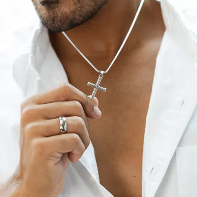 Evesaddiction Men's Twisted Cross Necklace In Metallic