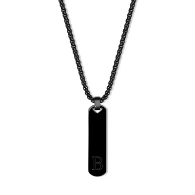 Evesaddiction Men's Engravable Black Vertical Bar Necklace In Black